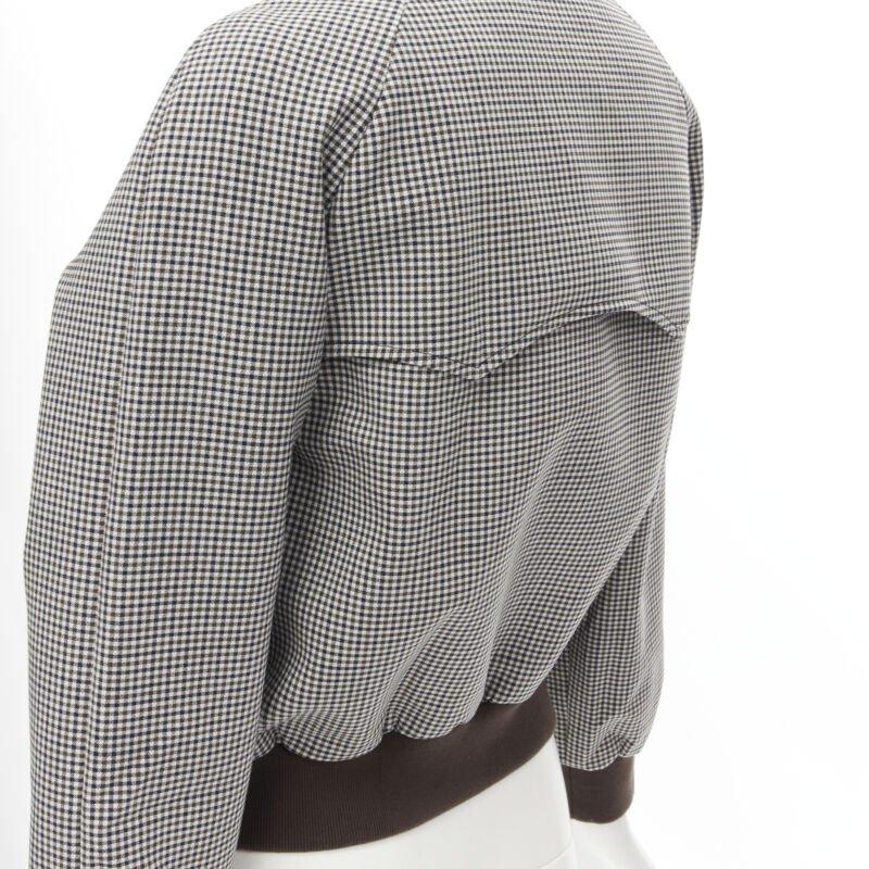 BALENCIAGA 2017 Scarf Collar Tie Neck brown Prince of Wales crop bomber FR38 S 3