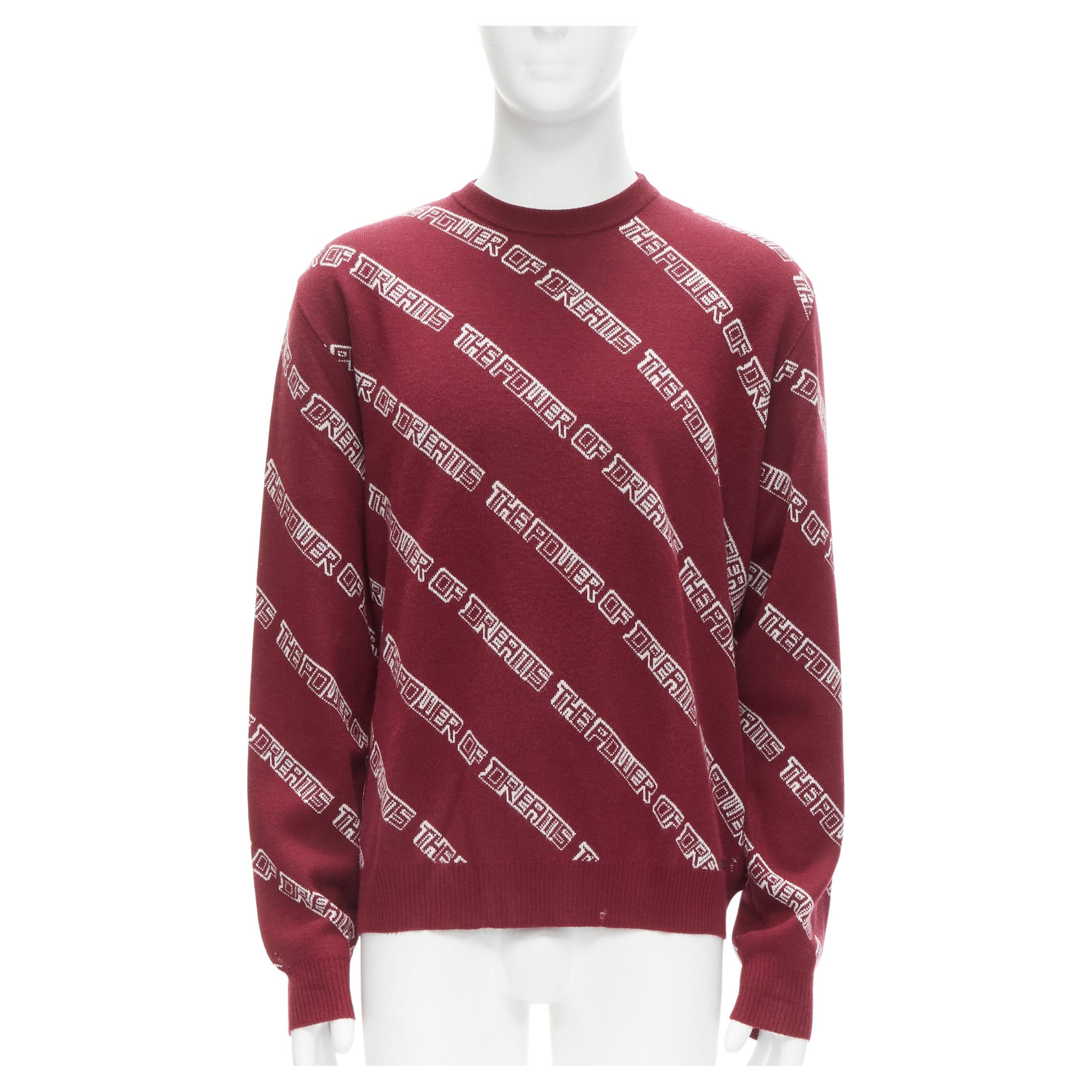 BALENCIAGA 2017 The Power Of Dreams burgundy red white sweater S For Sale  at 1stDibs
