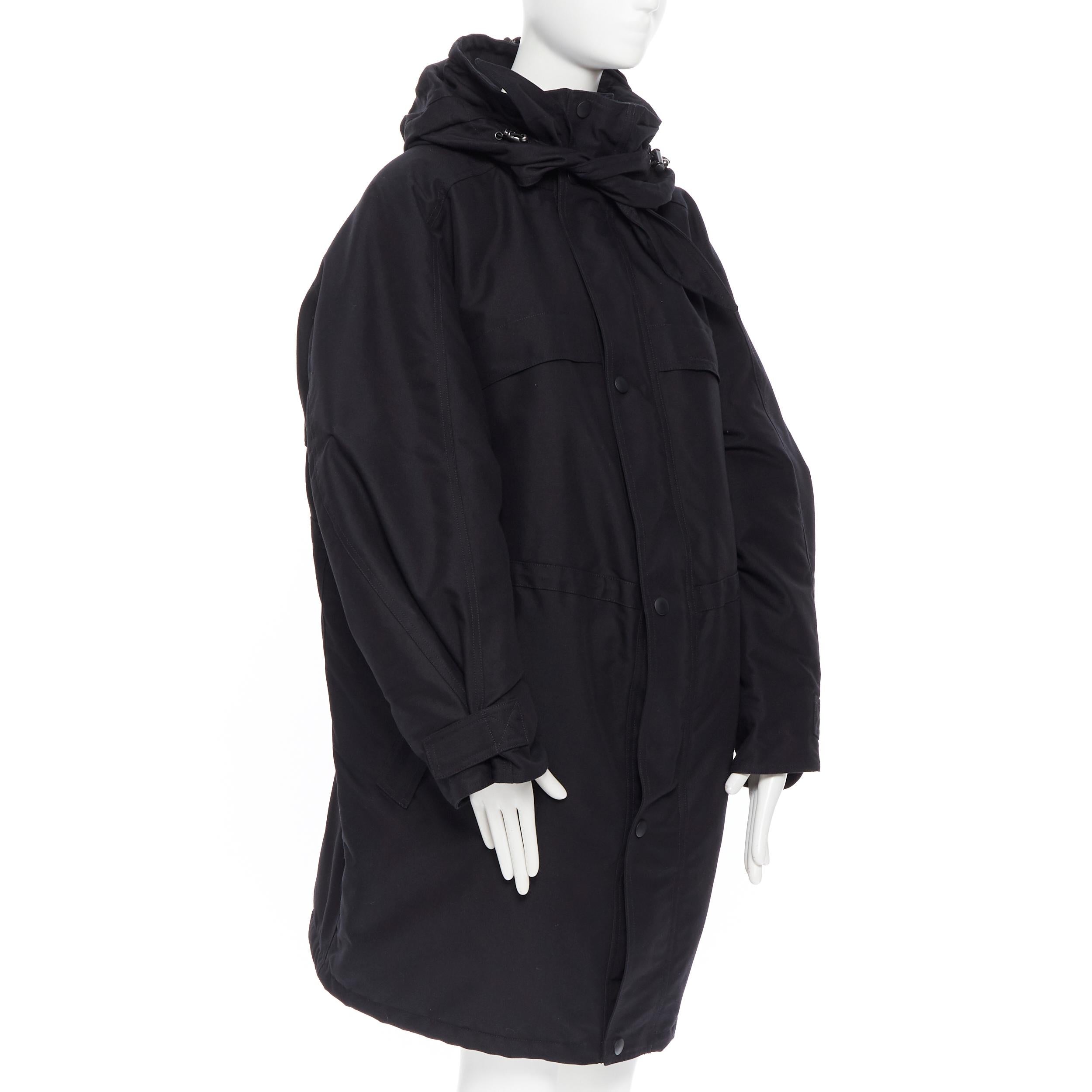 Black BALENCIAGA 2017 tie neck black padded tie neck hooded oversized winter coat FR34