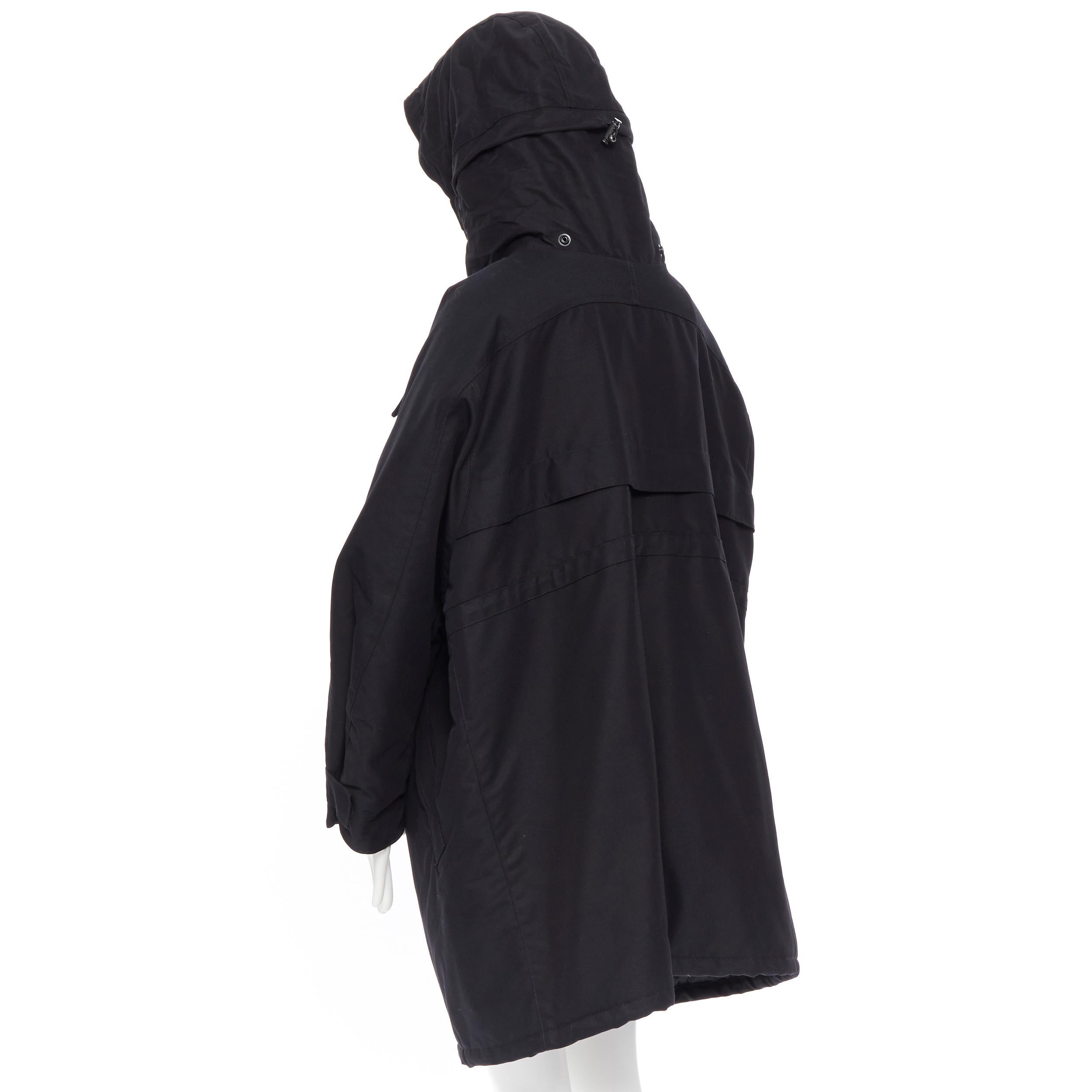 BALENCIAGA 2017 tie neck black padded tie neck hooded oversized winter coat FR34 1