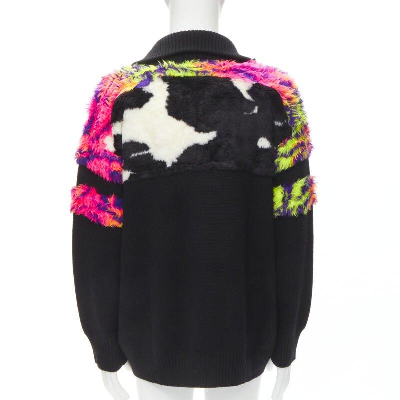 Men's BALENCIAGA 2018 BB Pride Flag embroidery faux fur black wool turtleneck XS For Sale
