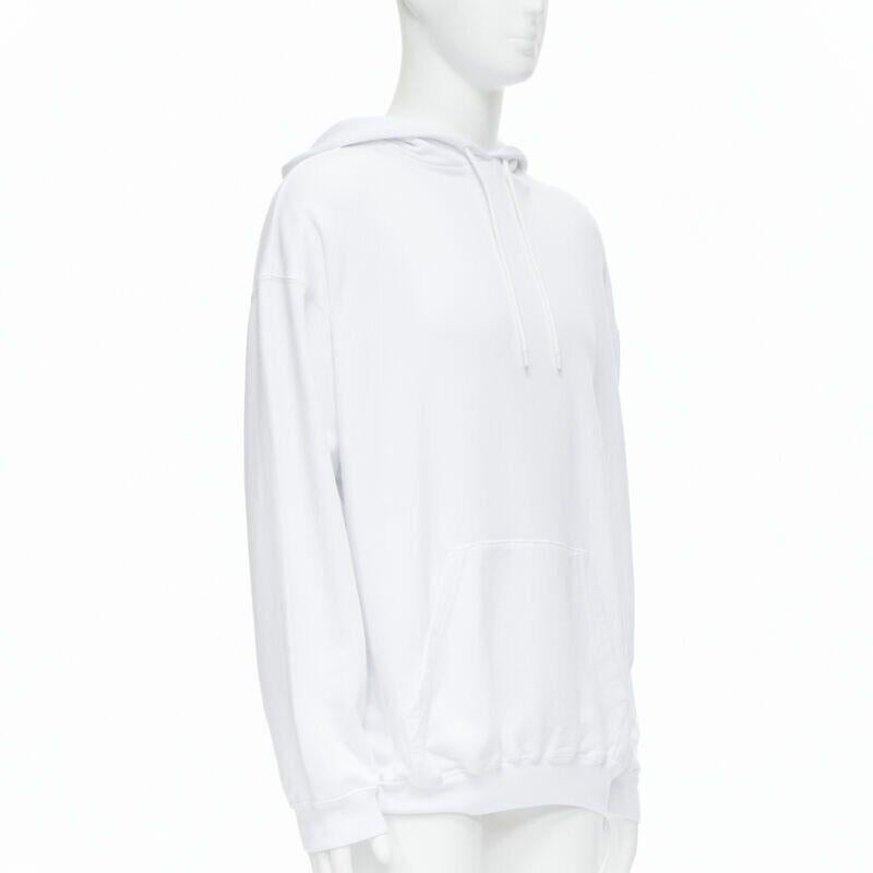 BALENCIAGA 2018 black Gothic Tattoo logo embroidery white cotton hoodie M Excellent état - En vente à Hong Kong, NT