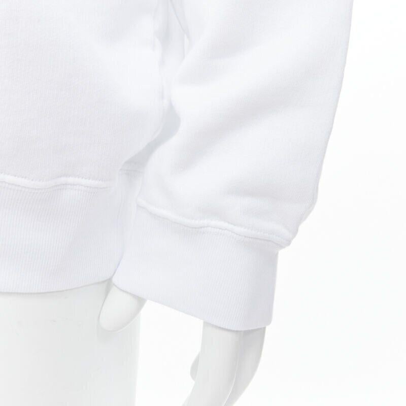 BALENCIAGA 2018 black Gothic Tattoo logo embroidery white cotton hoodie M en vente 3