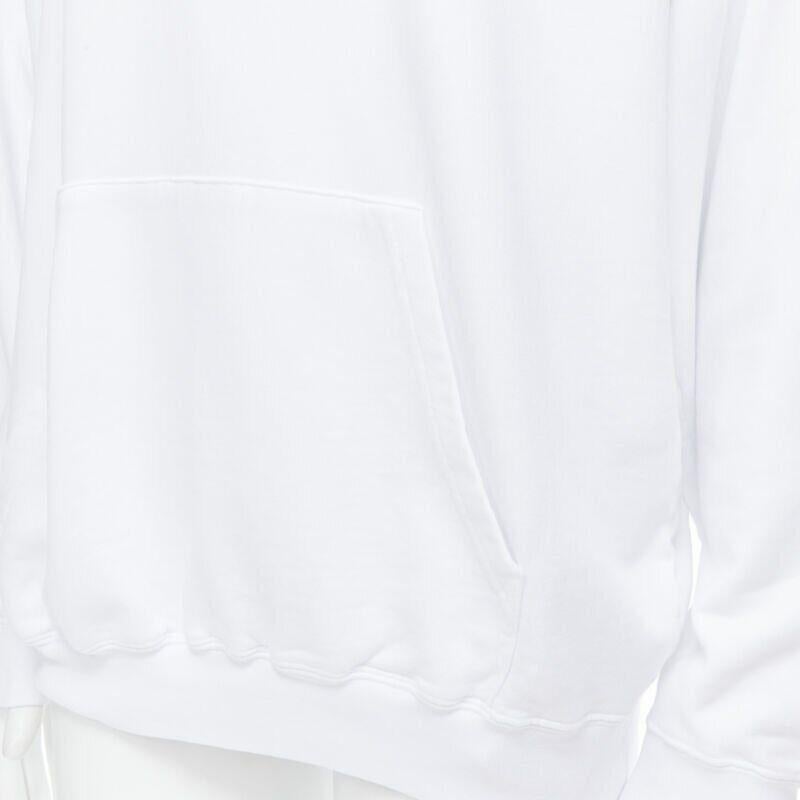 BALENCIAGA 2018 black Gothic Tattoo logo embroidery white cotton hoodie M en vente 4