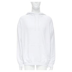 BALENCIAGA 2018 black Gothic Tattoo logo embroidery white cotton hoodie M
