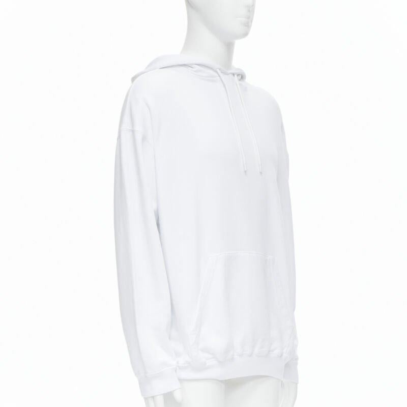 Gris BALENCIAGA 2018 black Gothic Tattoo logo embroidery white cotton hoodie S.S. White en vente