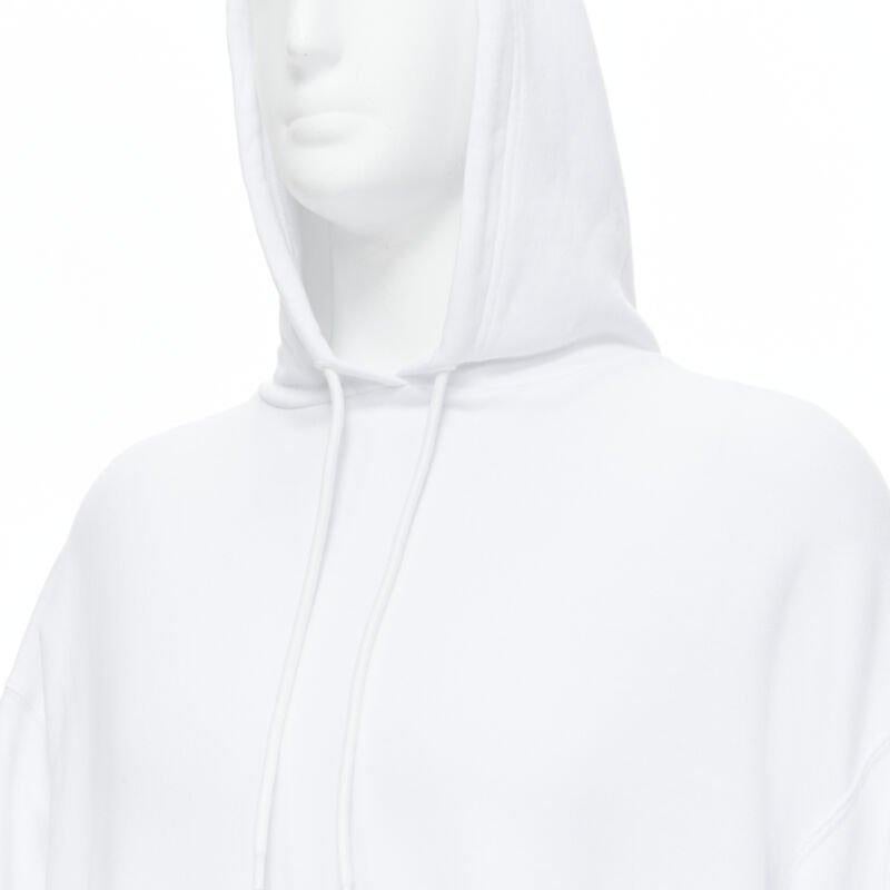 BALENCIAGA 2018 black Gothic Tattoo logo embroidery white cotton hoodie S.S. White en vente 2
