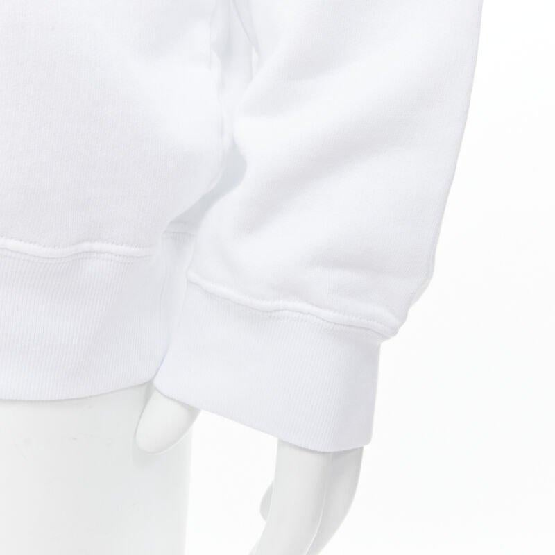 BALENCIAGA 2018 black Gothic Tattoo logo embroidery white cotton hoodie S.S. White en vente 3