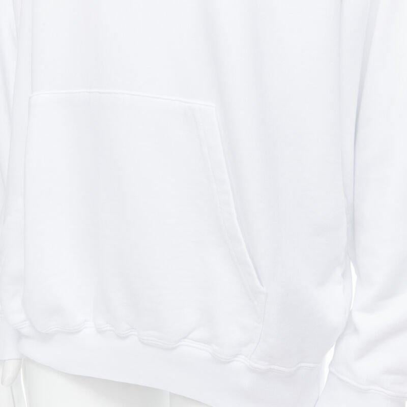 BALENCIAGA 2018 black Gothic Tattoo logo embroidery white cotton hoodie S.S. White en vente 4