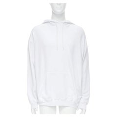 BALENCIAGA 2018 black Gothic Tattoo logo embroidery white cotton hoodie S