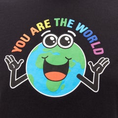 BALENCIAGA 2018 black You Are The World rainbow globe print cropped tshirt XS