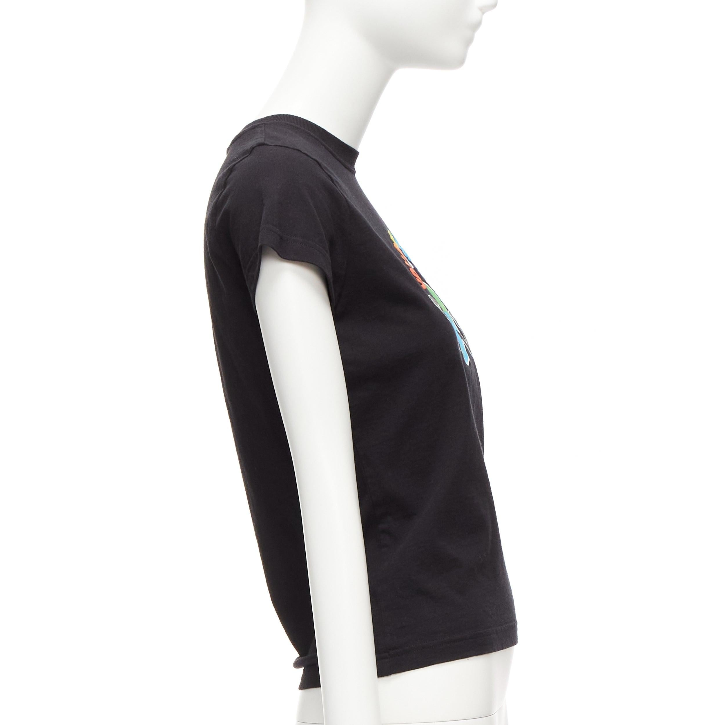 BALENCIAGA 2018 black You Are The World rainbow globe print cropped tshirt XS In Excellent Condition For Sale In Hong Kong, NT