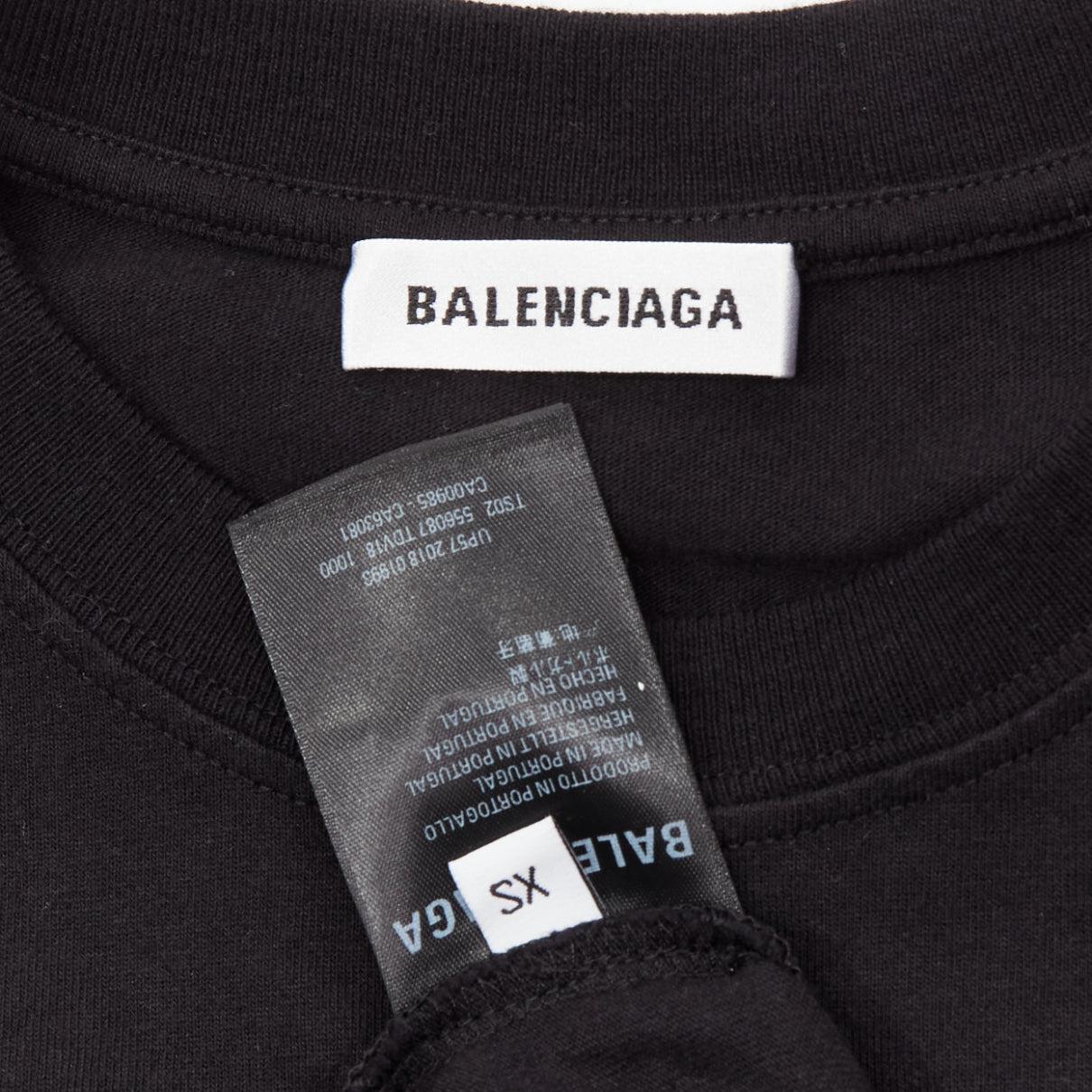 BALENCIAGA 2018 black You Are The World rainbow globe print cropped tshirt XS For Sale 4