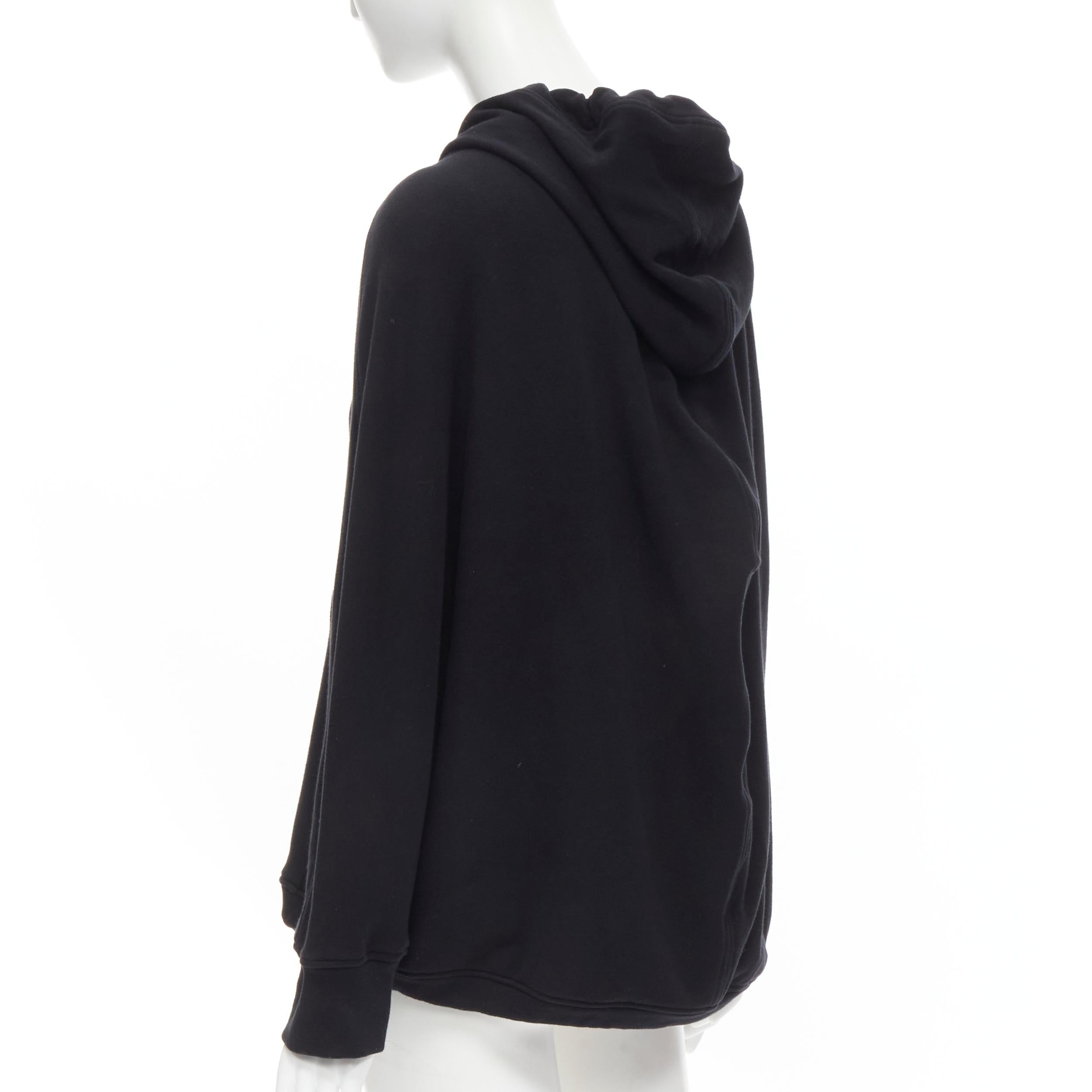 Black BALENCIAGA 2018 Demna black cotton white logo print oversized zip up hoodie M