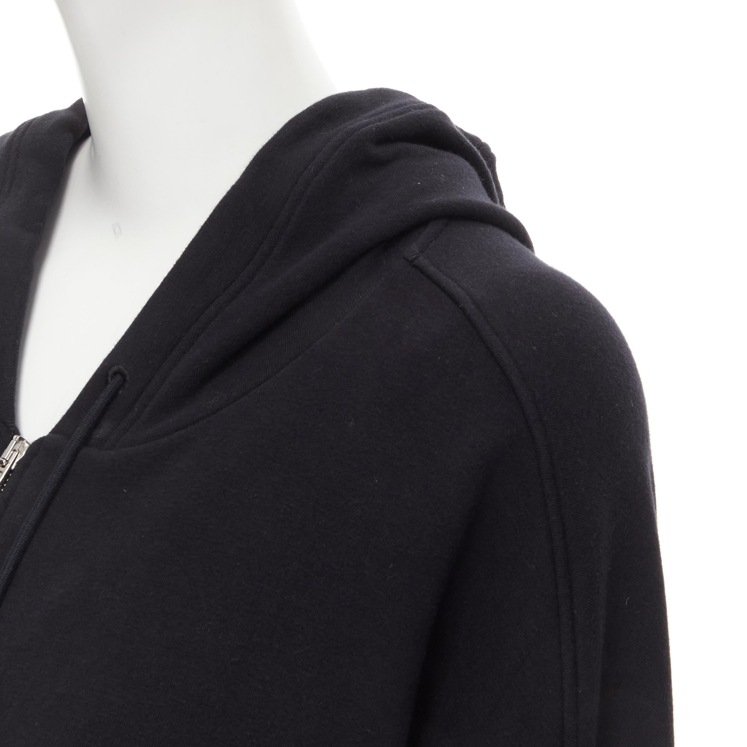 Women's BALENCIAGA 2018 Demna black cotton white logo print oversized zip up hoodie M