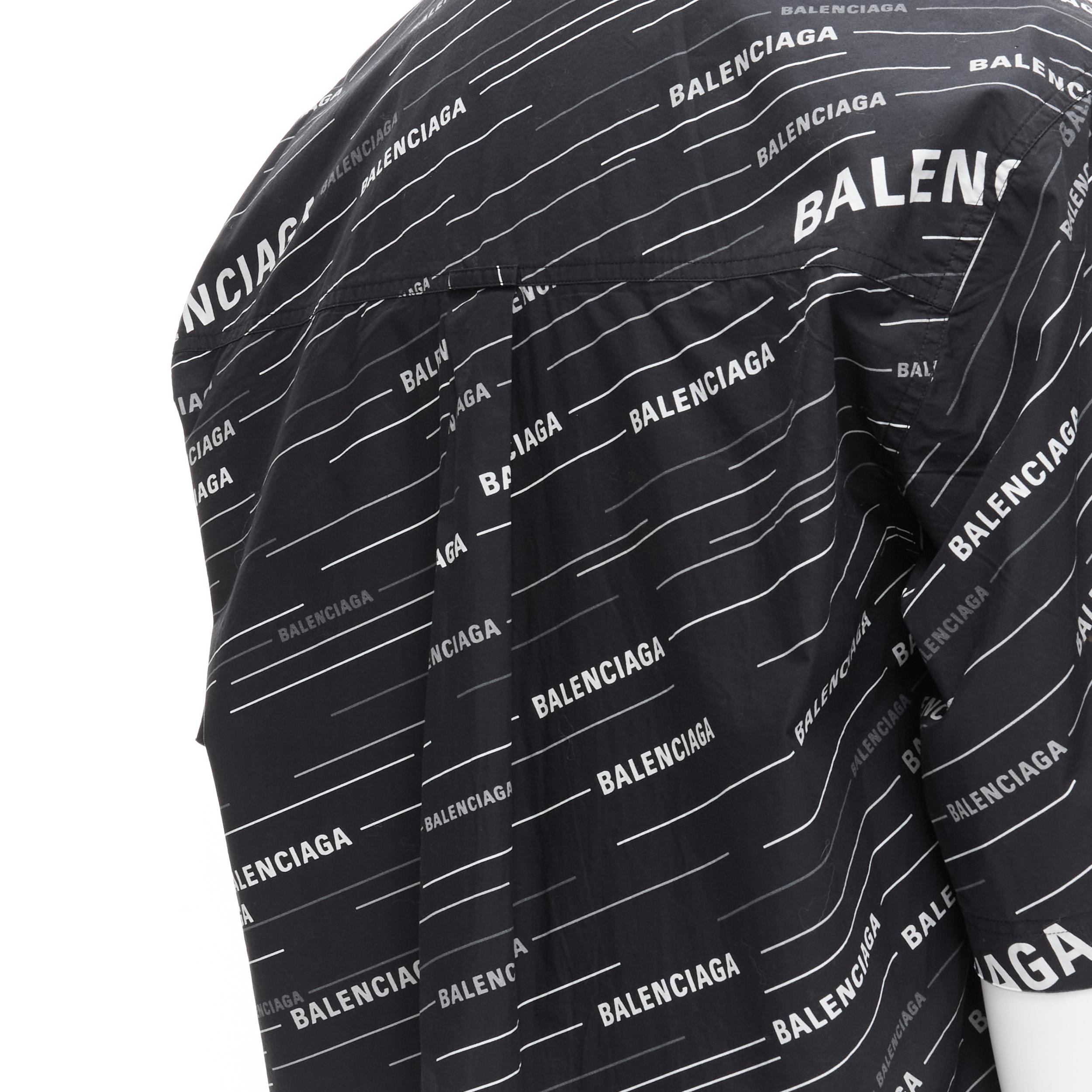 BALENCIAGA 2018 Demna black white logo print oversized shirt EU38 S For Sale 2