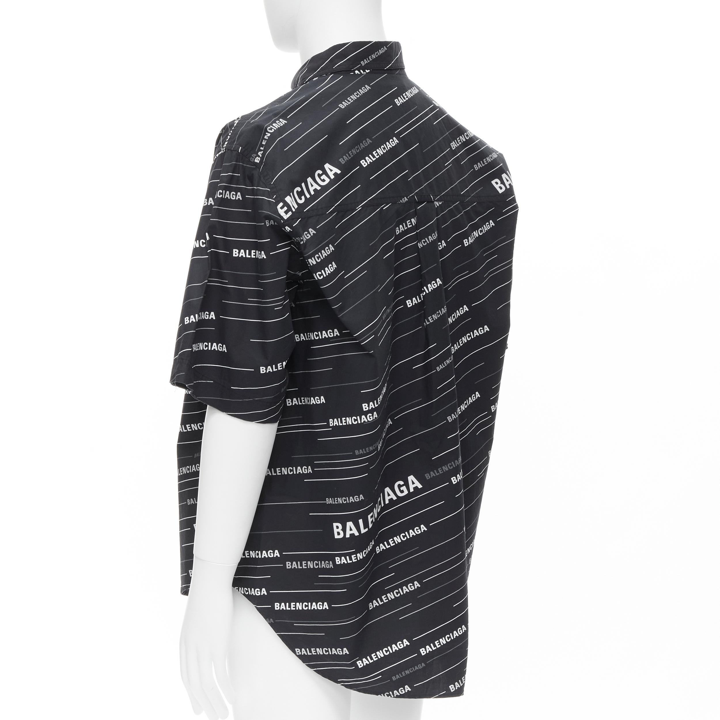 Black BALENCIAGA 2018 Demna black white logo print oversized shirt EU38 S For Sale