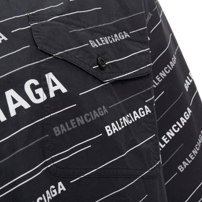 BALENCIAGA 2018 Demna black white logo print oversized shirt EU38 S For  Sale at 1stDibs