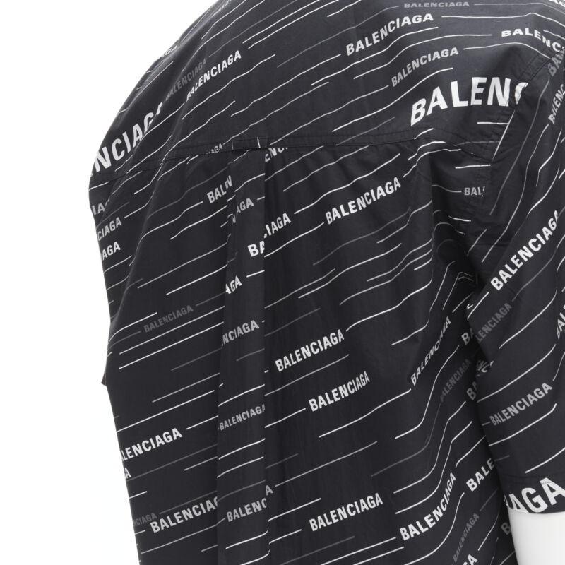 BALENCIAGA 2018 Demna black white logo print oversized short sleeve shirt EU38 S 5