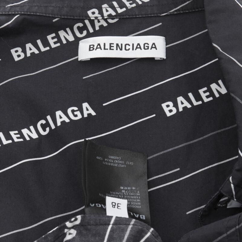 BALENCIAGA 2018 Demna black white logo print oversized short sleeve shirt EU38 S 6