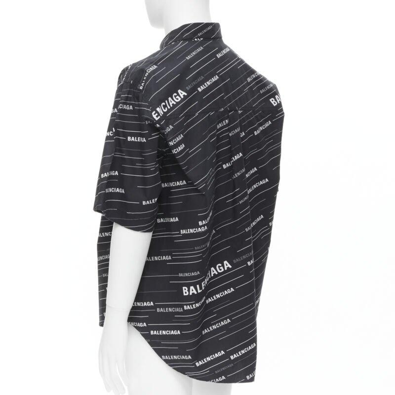BALENCIAGA 2018 Demna black white logo print oversized short sleeve shirt EU38 S 1
