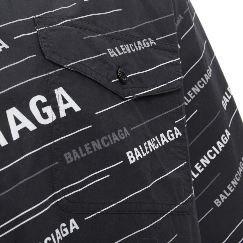 BALENCIAGA 2018 Demna black white logo print oversized short sleeve shirt EU38 S 2