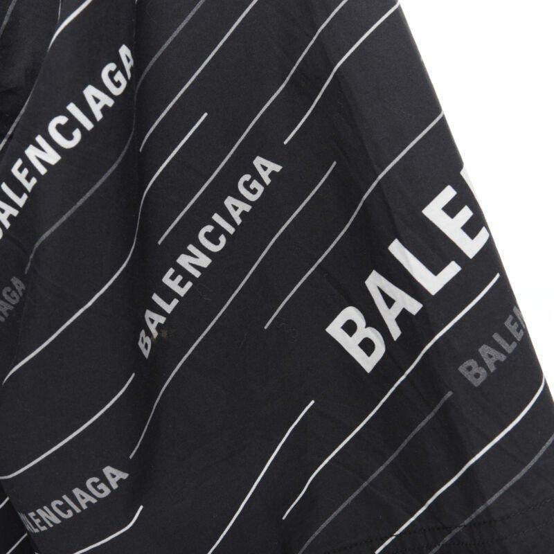 BALENCIAGA 2018 Demna black white logo print oversized short sleeve shirt EU38 S 4