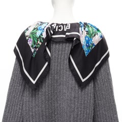 BALENCIAGA 2018 Demna grey wool silk scarf collar detached hem sweater FR34 XS