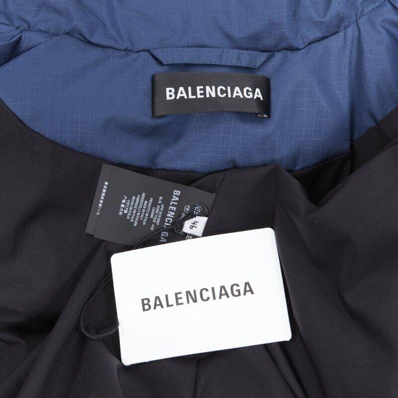 BALENCIAGA 2018 Fake Layering blue grey denim oversized puffer jacket XS For Sale 5