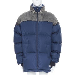 BALENCIAGA 2018 Fake Layering blue grey denim oversized puffer jacket XS