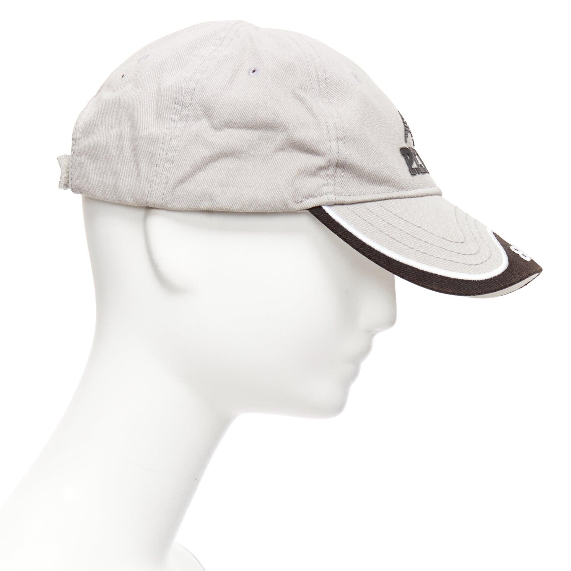 Women's BALENCIAGA 2018 grey cotton BB logo PE18 3D badge embroidery cap L