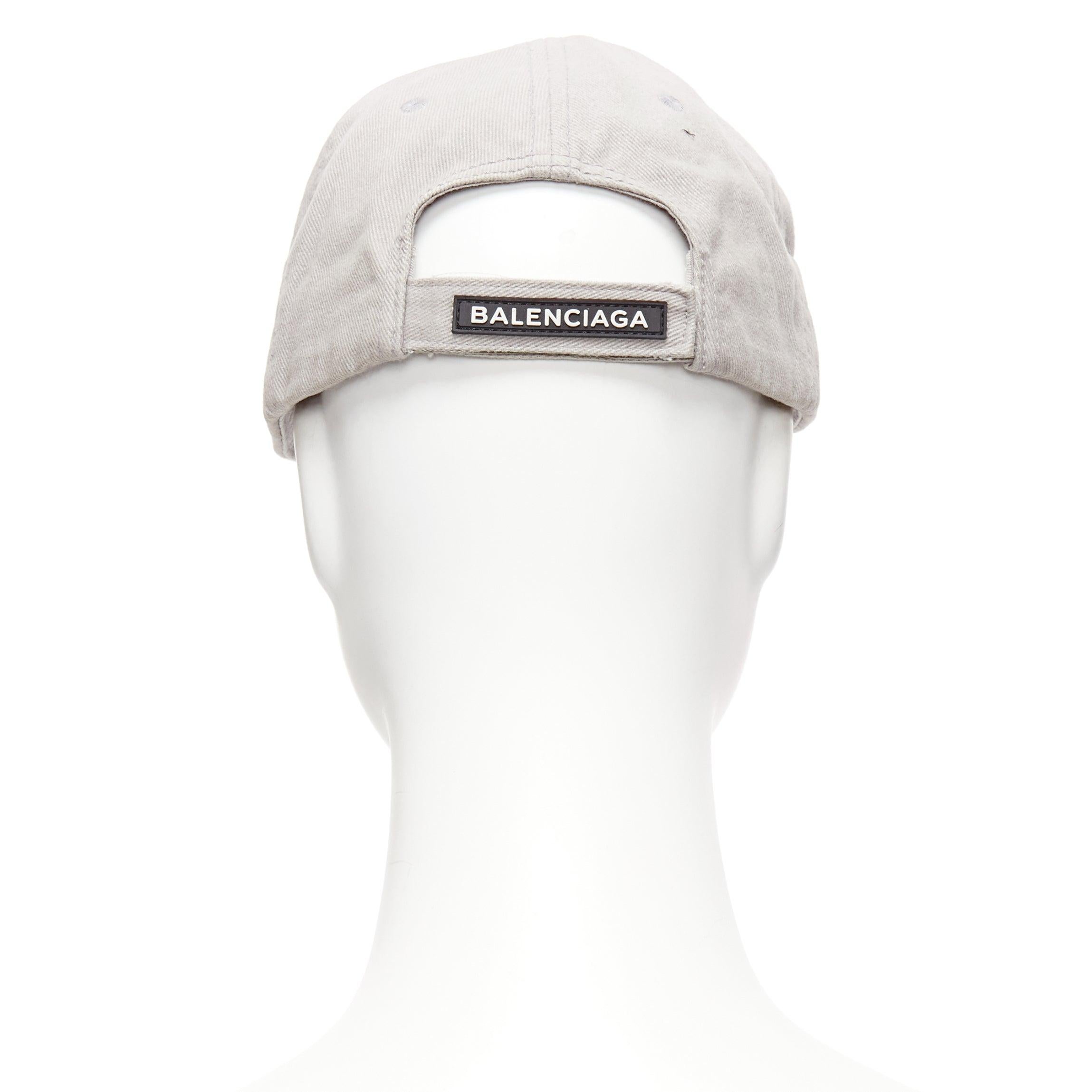 BALENCIAGA 2018 grey cotton BB logo PE18 3D badge embroidery cap L 1