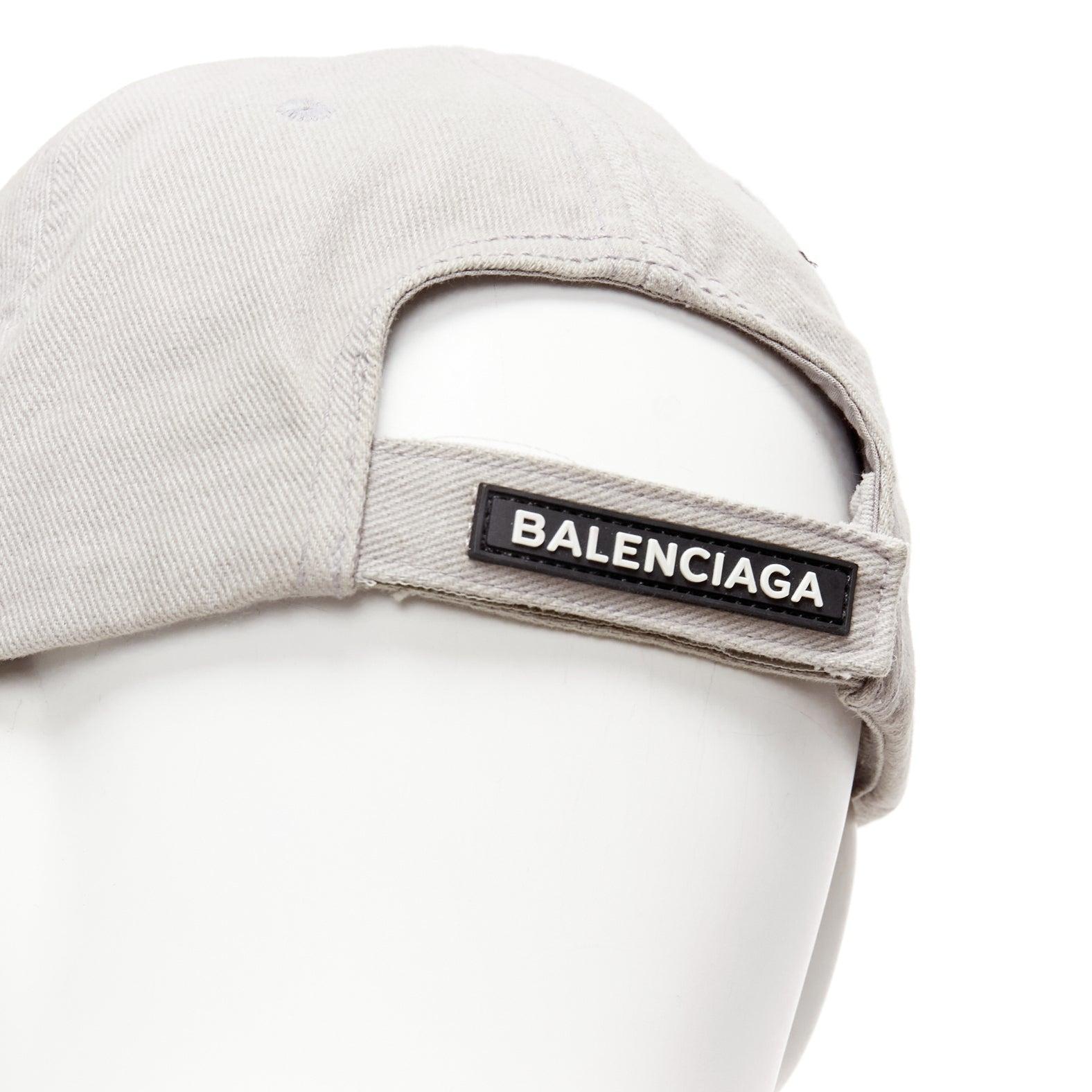 BALENCIAGA 2018 grey cotton BB logo PE18 3D badge embroidery cap L 3