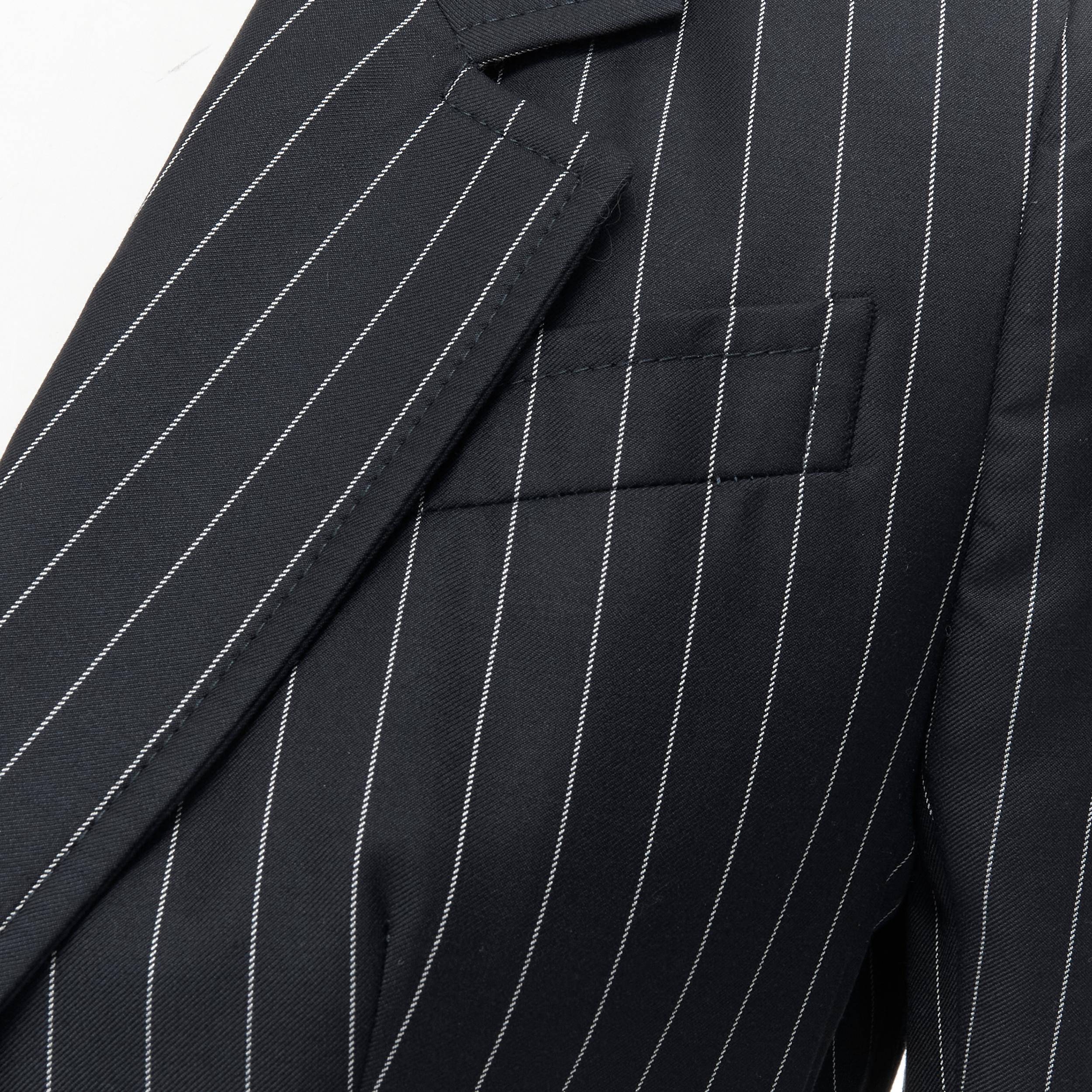 BALENCIAGA 2018 Hourglass navy pinstripe padded shoulder peplum blazer FR34 In Excellent Condition In Hong Kong, NT