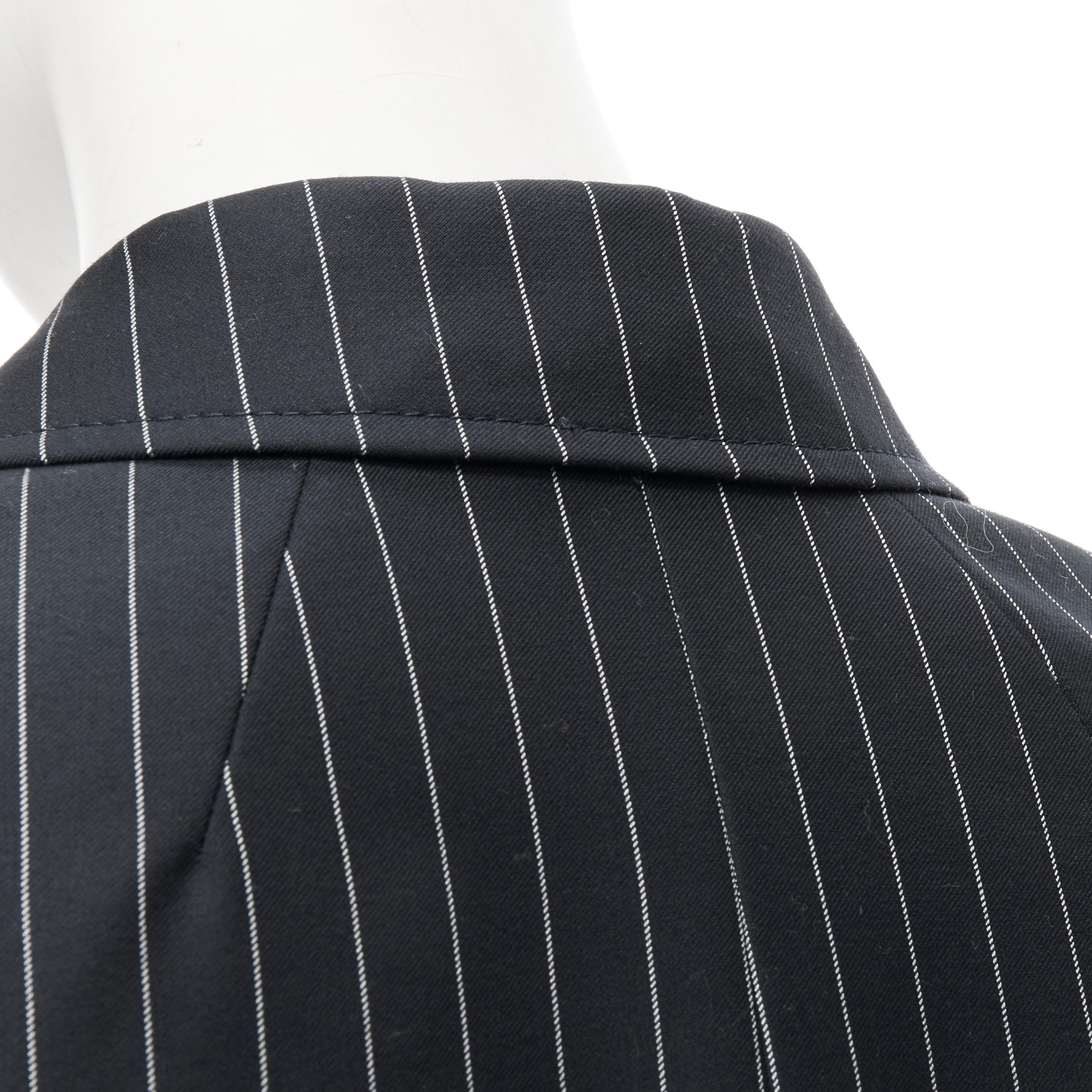 Women's BALENCIAGA 2018 Hourglass navy pinstripe padded shoulder peplum blazer FR34