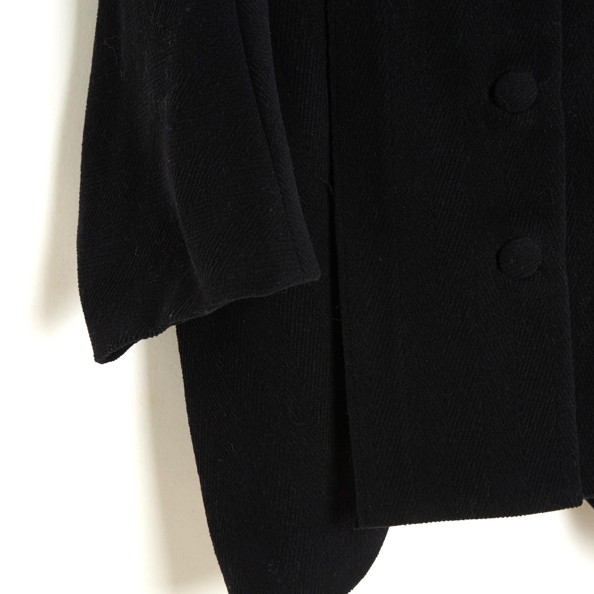 Balenciaga 2018 Manteau FR32 Black Wool Double Collar oversized Coat UK4 US2 For Sale 1