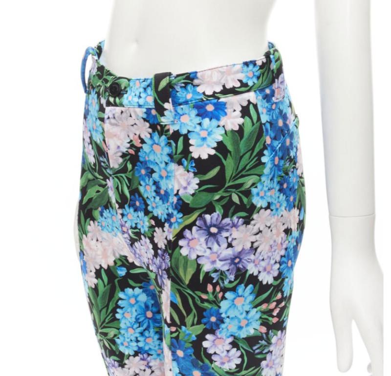 BALENCIAGA 2018 Pantashoes Knife blue floral print spandex boots IT38 EU38 For Sale 5