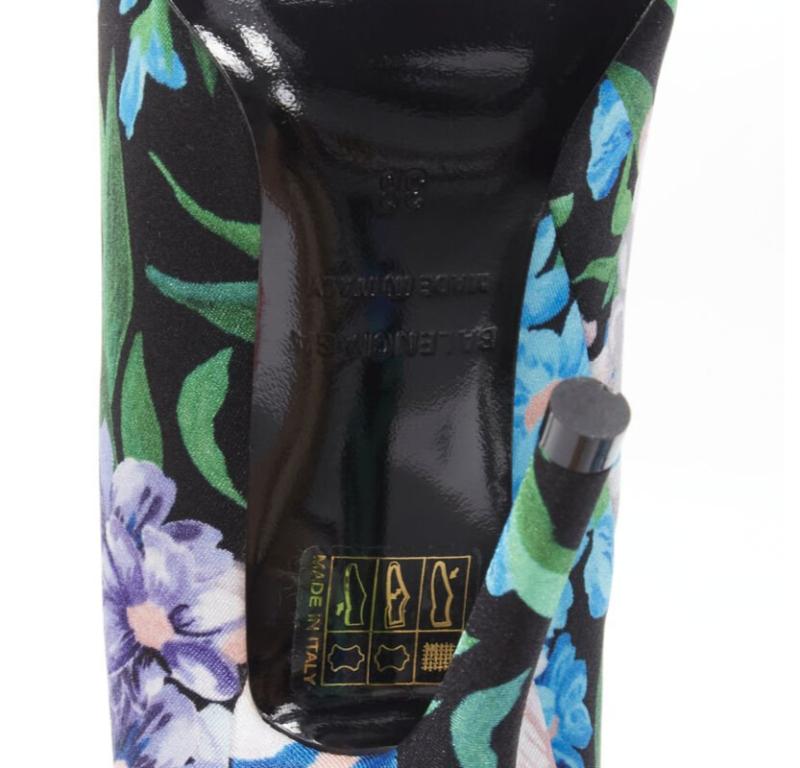 BALENCIAGA 2018 Pantashoes Knife blue floral print spandex boots IT38 EU38 For Sale 6