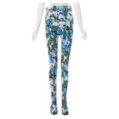 BALENCIAGA 2018 Pantashoes Knife blue floral print spandex boots IT38 EU38