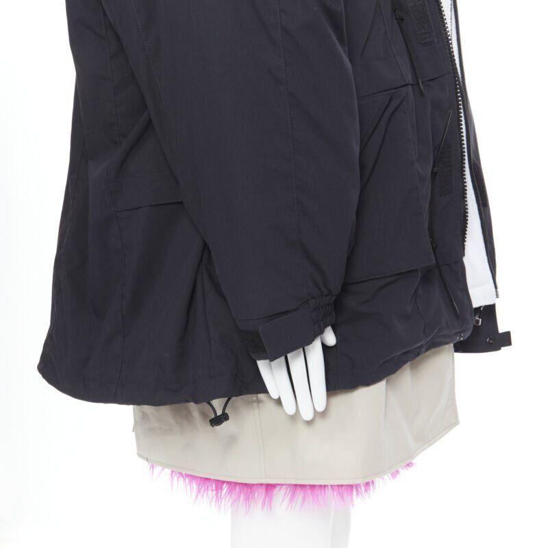 BALENCIAGA 2018 Runway Fake Layering 7 Schicht rosa Pelz gefüttert Parka Jacke XL im Angebot 5
