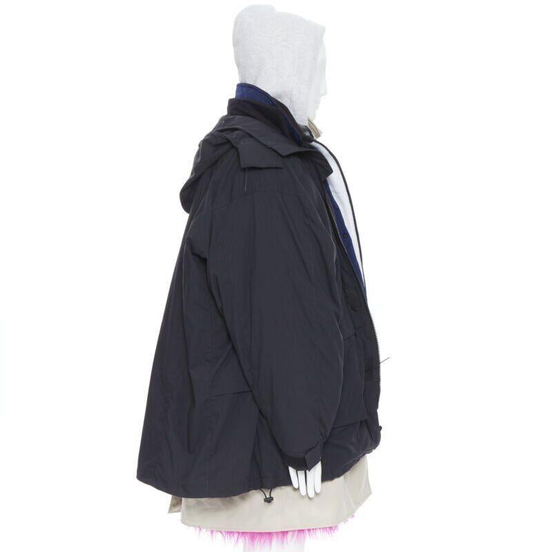 BALENCIAGA 2018 Runway Fake Layering 7 Schicht rosa Pelz gefüttert Parka Jacke XL im Zustand „Hervorragend“ im Angebot in Hong Kong, NT