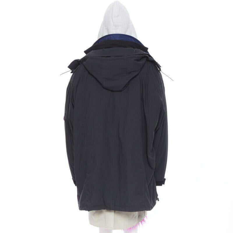 BALENCIAGA 2018 Runway Fake Layering 7 Schicht rosa Pelz gefüttert Parka Jacke XL Herren im Angebot
