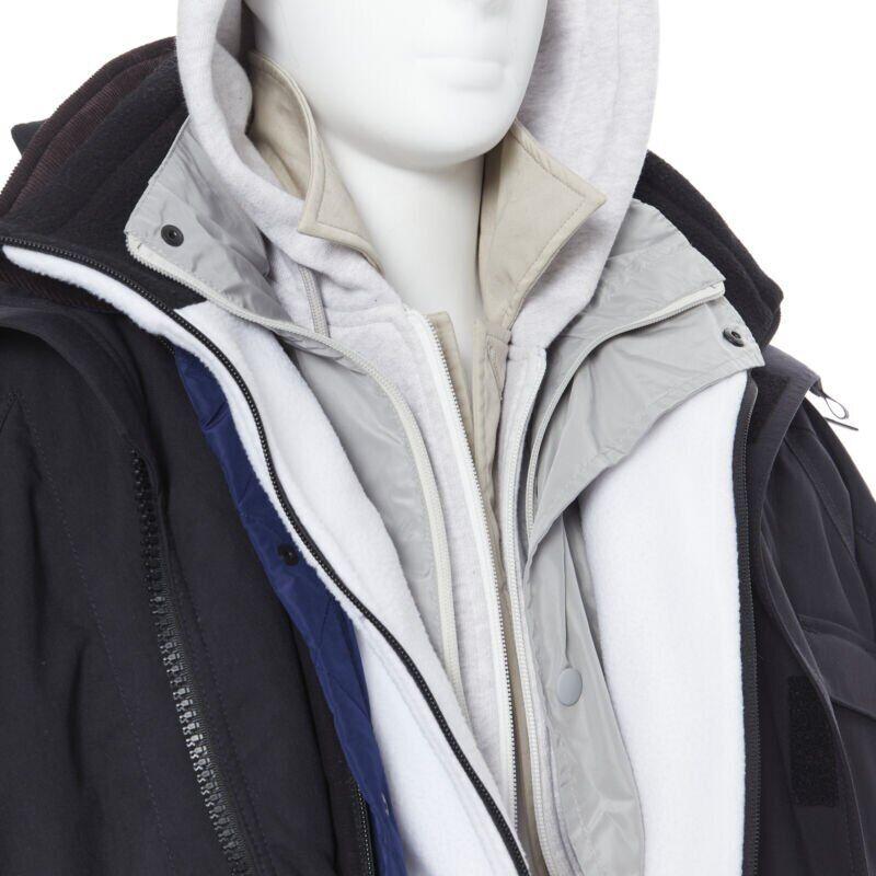 BALENCIAGA 2018 Runway Fake Layering 7 Schicht rosa Pelz gefüttert Parka Jacke XL im Angebot 2