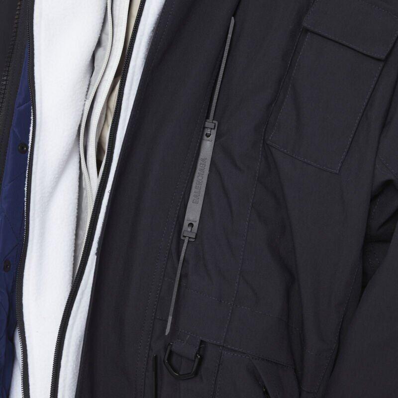 BALENCIAGA 2018 Runway Fake Layering 7 Schicht rosa Pelz gefüttert Parka Jacke XL im Angebot 3