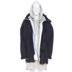 BALENCIAGA 2018 Runway Fake Layering 7 layer pink fur lined parka jacket XL