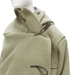 BALENCIAGA 2018 Runway Pulled khaki grey toggle wrap coat M