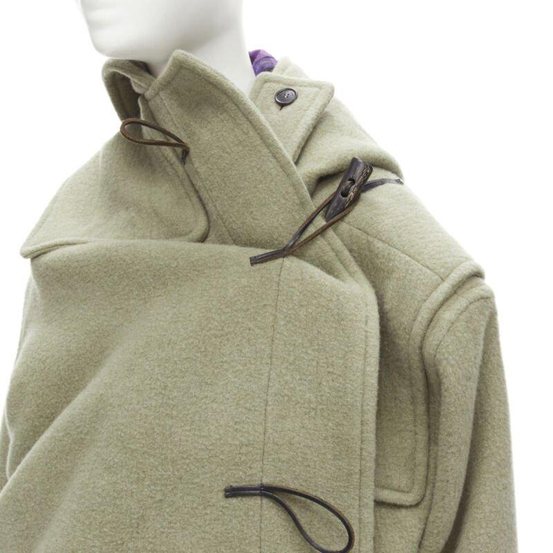 Gray BALENCIAGA 2018 Runway Pulled khaki grey toggle wrap coat M For Sale