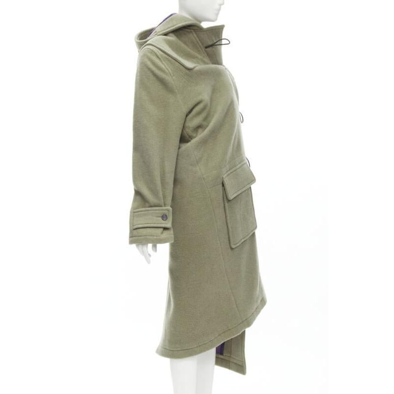 BALENCIAGA 2018 Runway Pulled khaki grey toggle wrap coat M In Excellent Condition For Sale In Hong Kong, NT