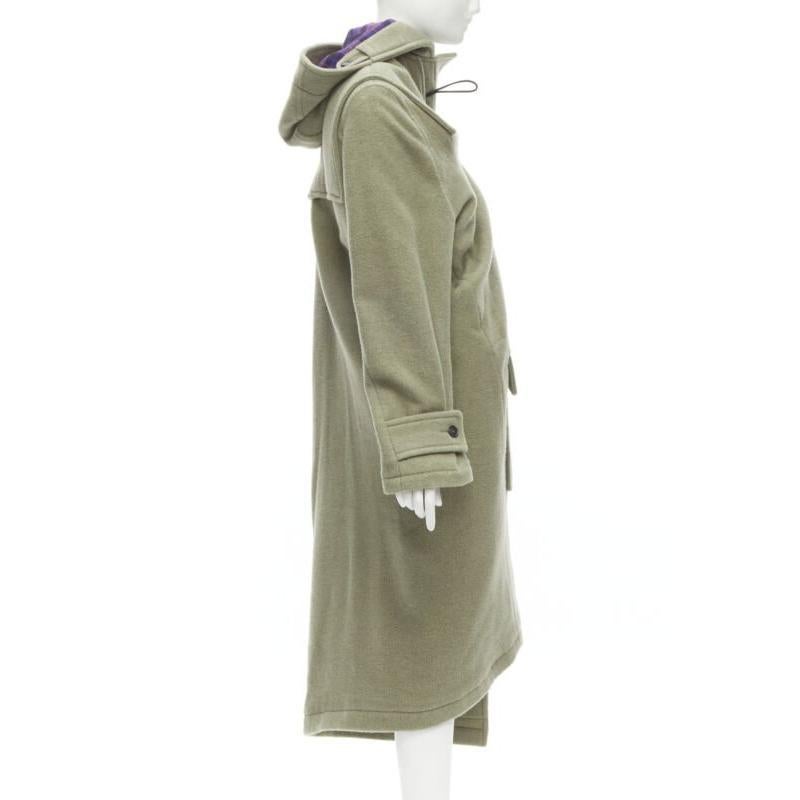 Women's BALENCIAGA 2018 Runway Pulled khaki grey toggle wrap coat M For Sale