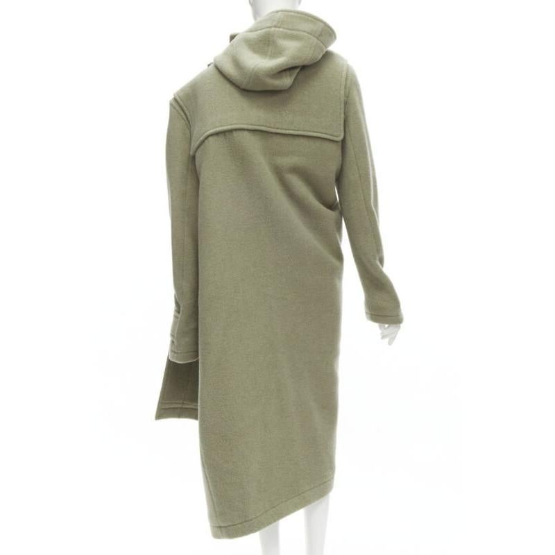 BALENCIAGA 2018 Runway Pulled khaki grey toggle wrap coat M For Sale 1